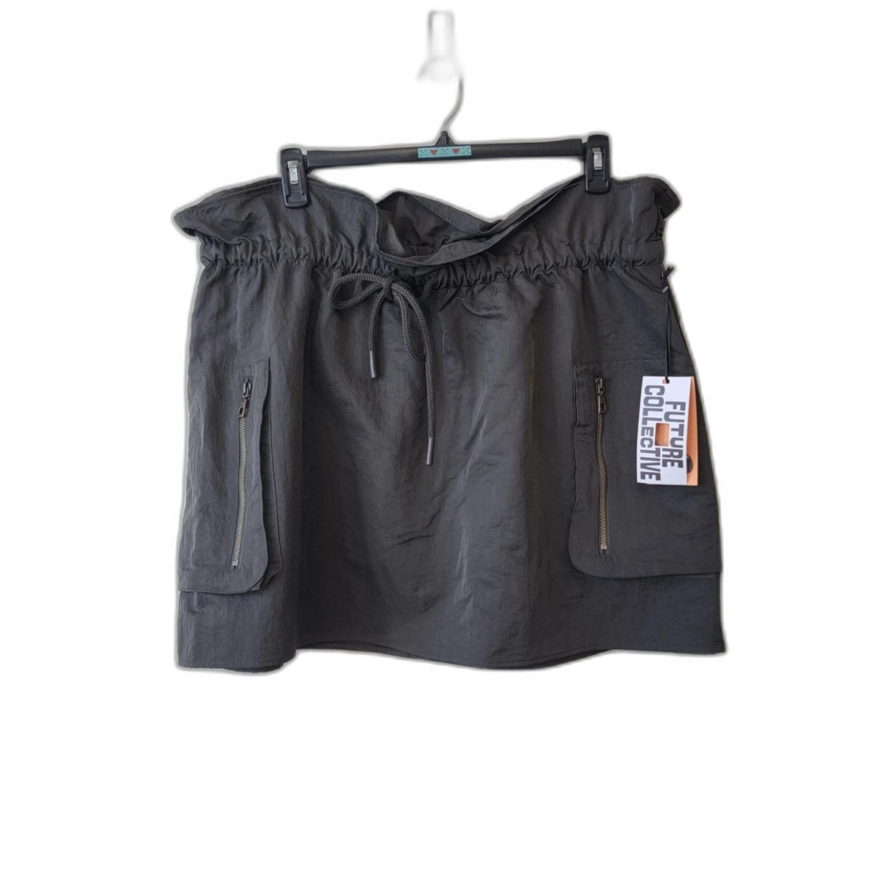 Future Collective Off Shoulder Crop Top Charcoal Black XS